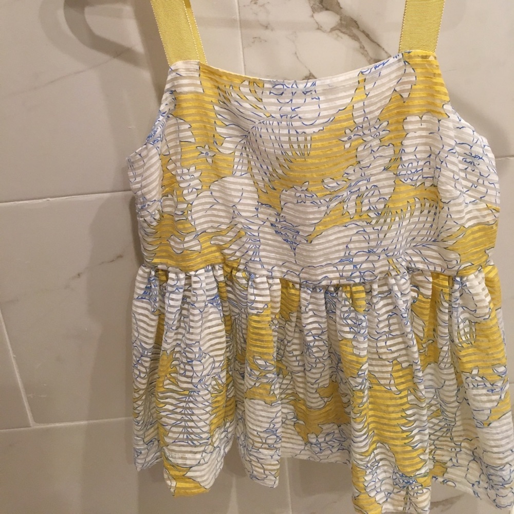 Yellow Floral Tank w/ Thick Ribbon Straps